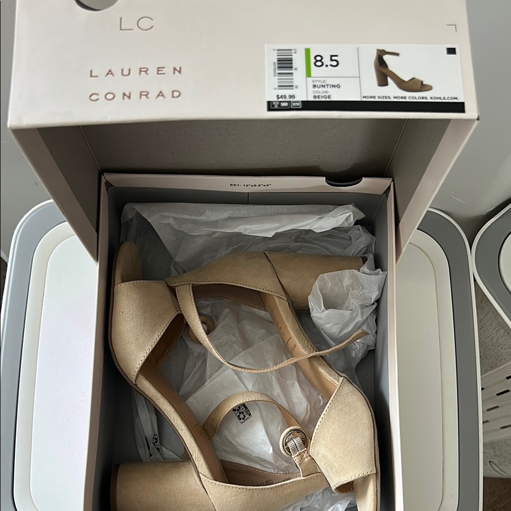 LC Lauren Conrad Tan Heels with Transparent Straps